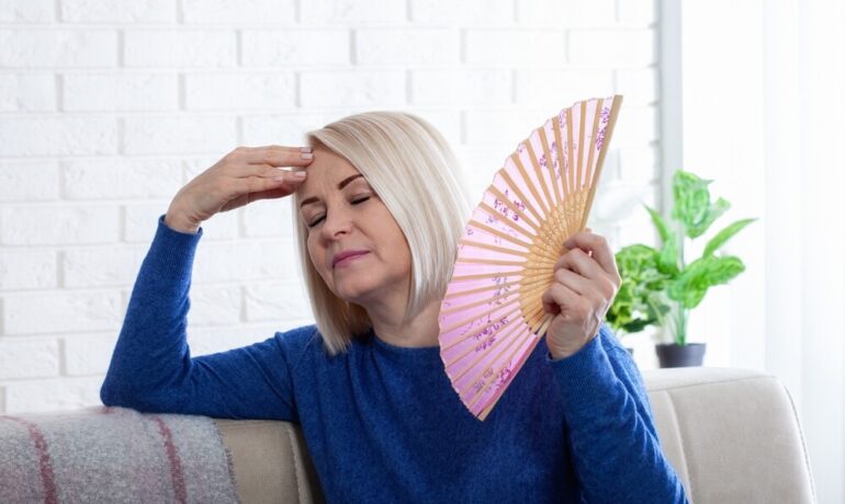 Woman experiencing menopause