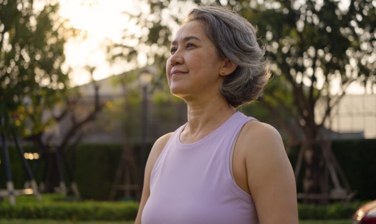 woman with increased serotonin in menopause